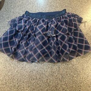 Navy Plaid Ruffle Skirt